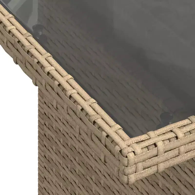 vidaXL Table de jardin en résine tressée noire, verre trempé, acier enduit de poudre