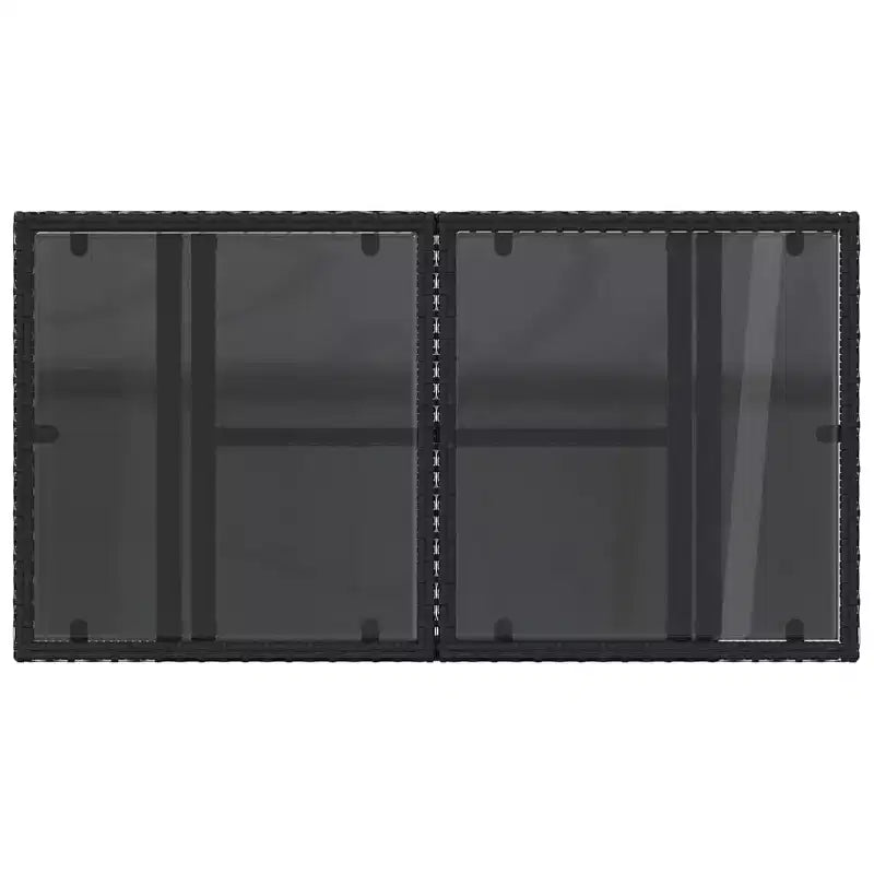 vidaXL Table de jardin en résine tressée noire, verre trempé, acier enduit de poudre