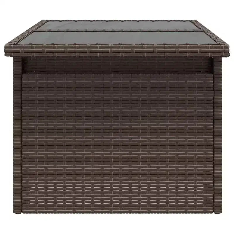 vidaXL Table de jardin en résine tressée noire, verre trempé, acier enduit de poudre
