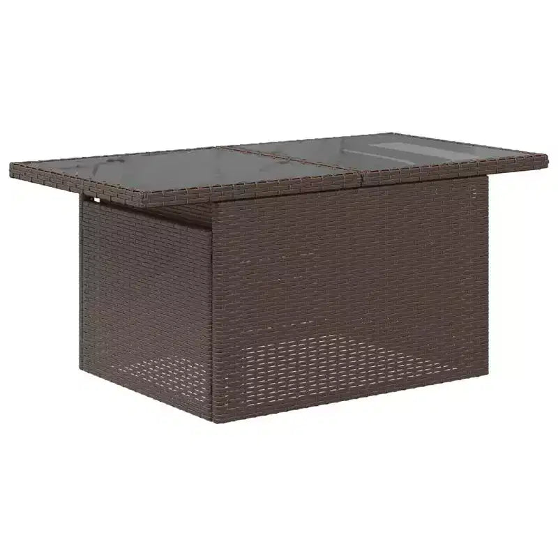 vidaXL Table de jardin en résine tressée noire, verre trempé, acier enduit de poudre
