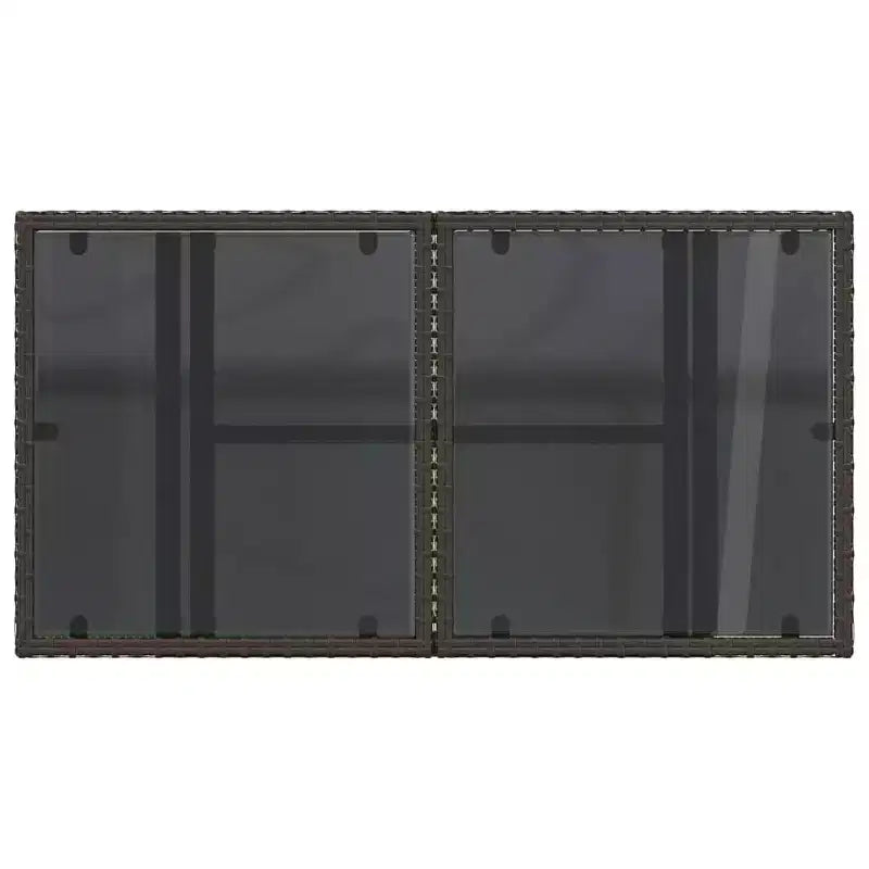 vidaXL Table de jardin en résine tressée noire, verre trempé, acier enduit de poudre
