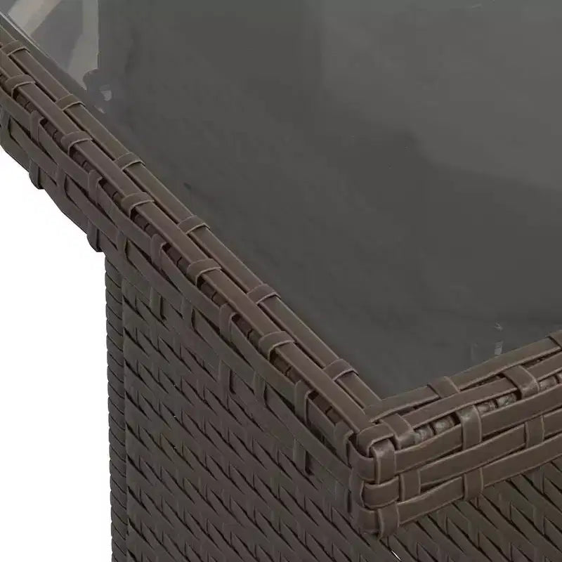 vidaXL Table de jardin en résine tressée noire, verre trempé, acier enduit de poudre