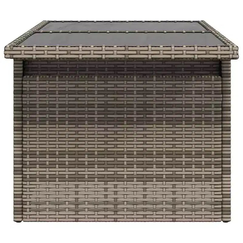 vidaXL Table de jardin en résine tressée noire, verre trempé, acier enduit de poudre