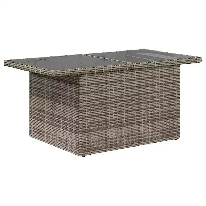 vidaXL Table de jardin en résine tressée noire, verre trempé, acier enduit de poudre