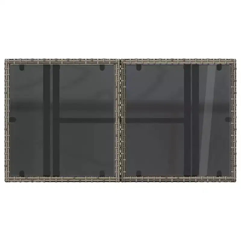 vidaXL Table de jardin en résine tressée noire, verre trempé, acier enduit de poudre