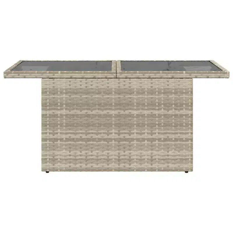 vidaXL Table de jardin en résine tressée noire, verre trempé, acier enduit de poudre