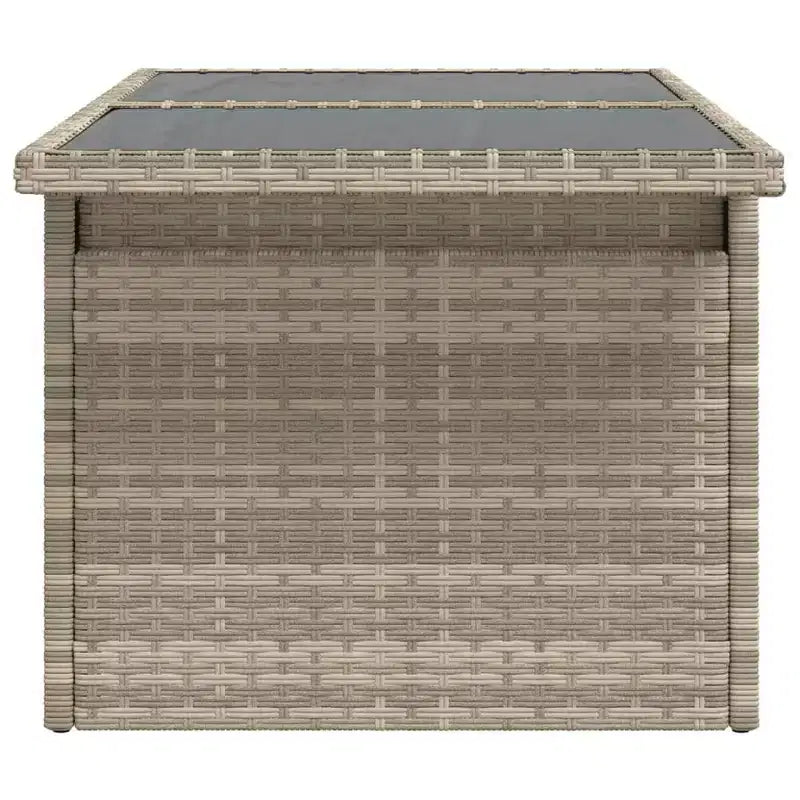 vidaXL Table de jardin en résine tressée noire, verre trempé, acier enduit de poudre