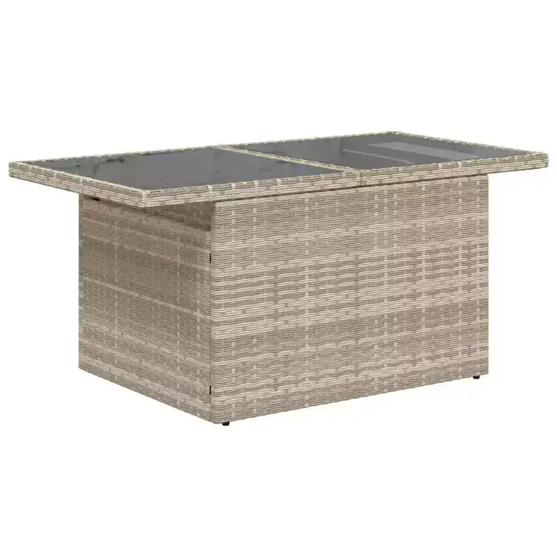 vidaXL Table de jardin en résine tressée noire, verre trempé, acier enduit de poudre