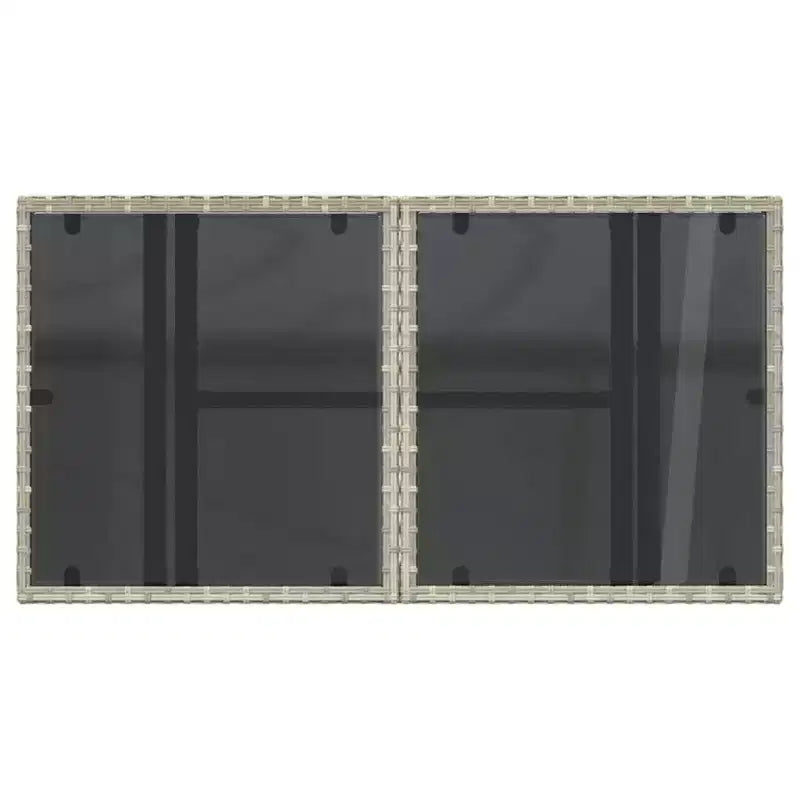 vidaXL Table de jardin en résine tressée noire, verre trempé, acier enduit de poudre