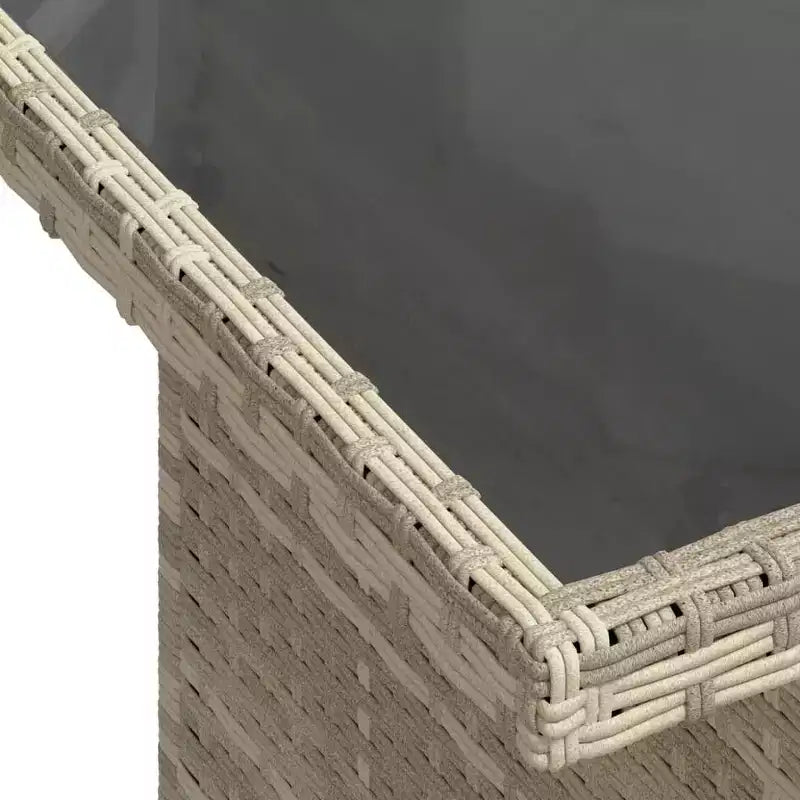 vidaXL Table de jardin en résine tressée noire, verre trempé, acier enduit de poudre