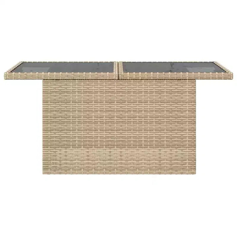 vidaXL Table de jardin en résine tressée noire, verre trempé, acier enduit de poudre