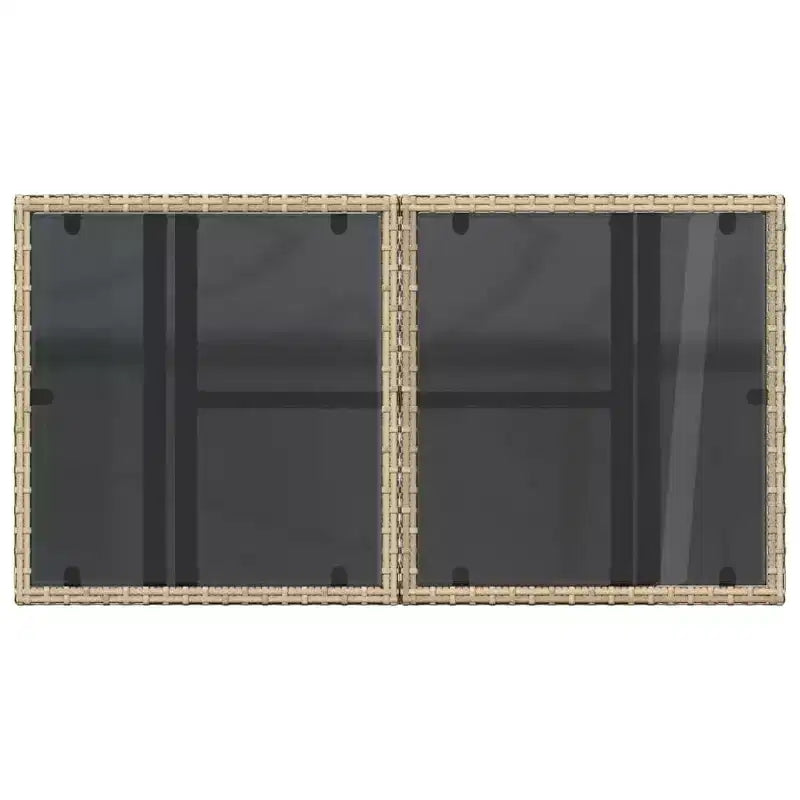 vidaXL Table de jardin en résine tressée noire, verre trempé, acier enduit de poudre