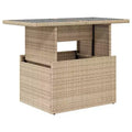 vidaXL Table de jardin en résine tressée noire, verre trempé, acier enduit de poudre