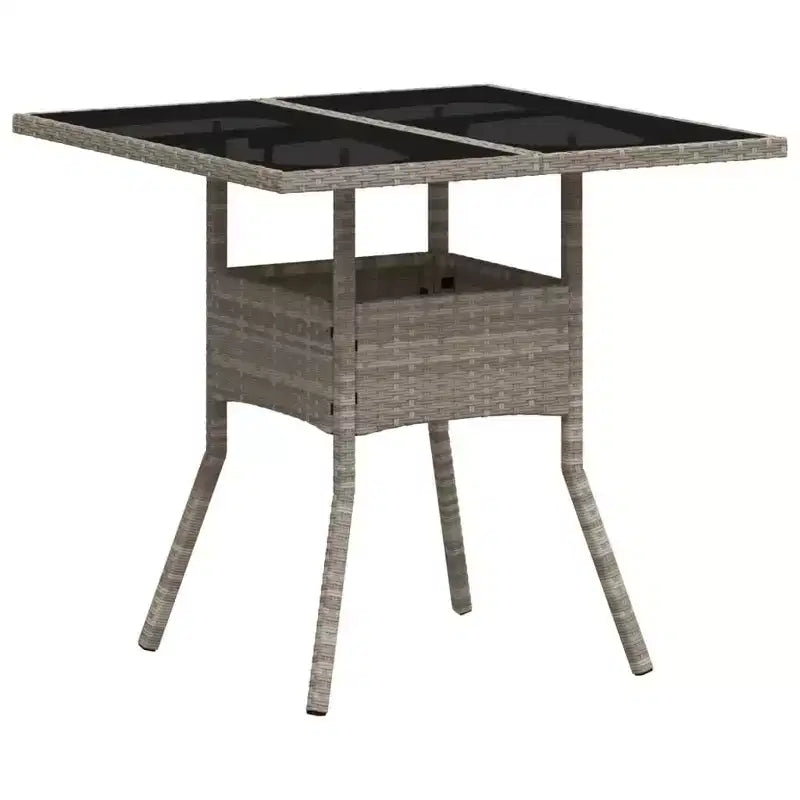 vidaXL Garden Table Light Grey PE Rattan Medium UV-resistant materials