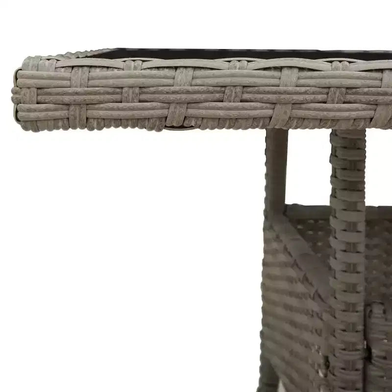 vidaXL Table de jardin gris clair en résine tressée moyenne matériaux résistants aux UV