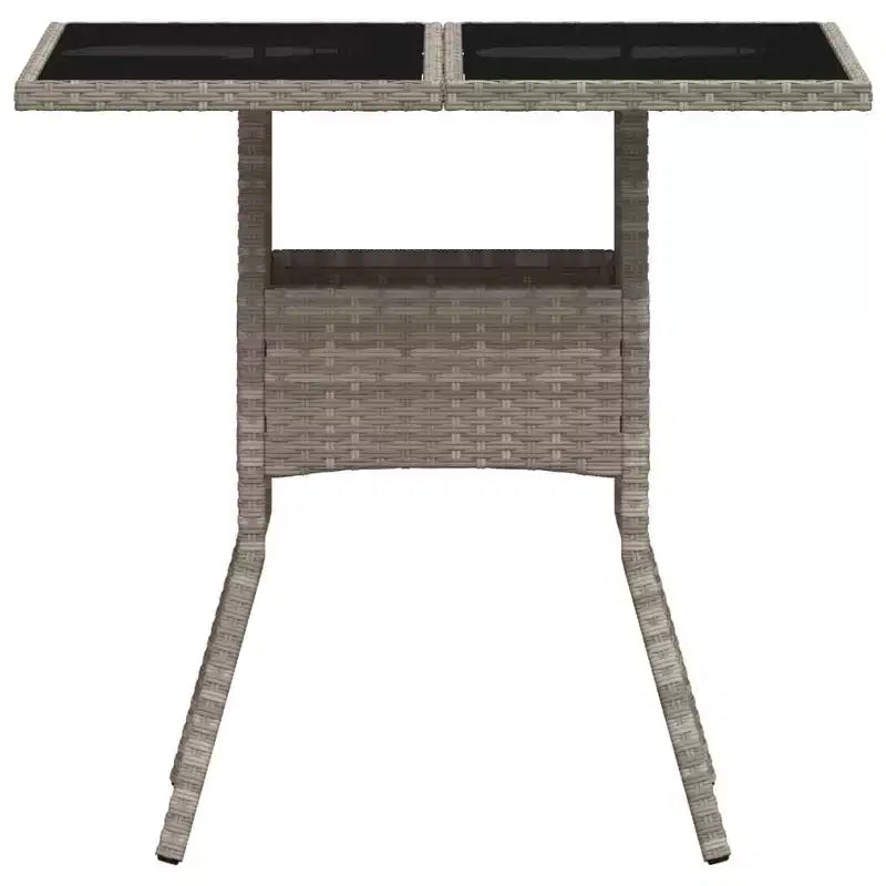 vidaXL Table de jardin gris clair en résine tressée moyenne matériaux résistants aux UV