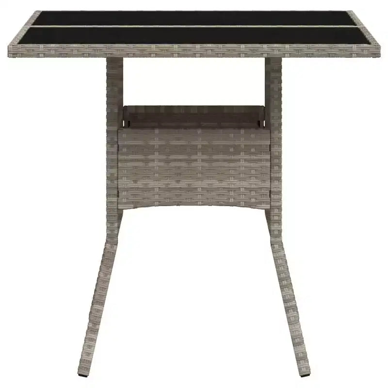 vidaXL Table de jardin gris clair en résine tressée moyenne matériaux résistants aux UV