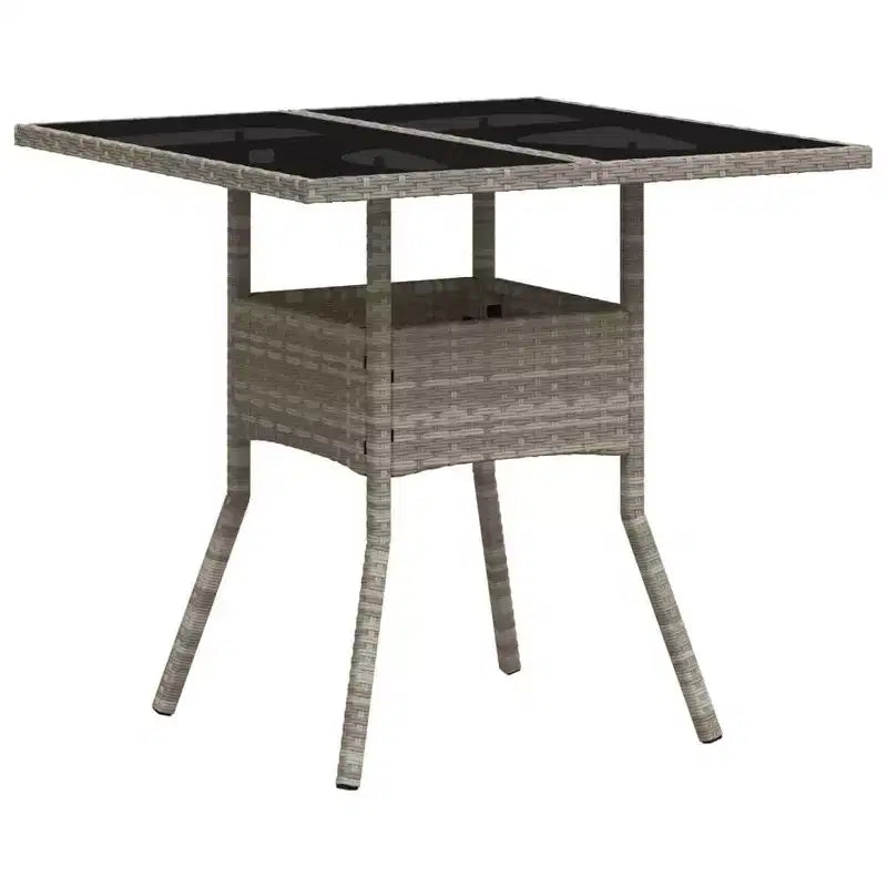 vidaXL Table de jardin gris clair en résine tressée moyenne matériaux résistants aux UV