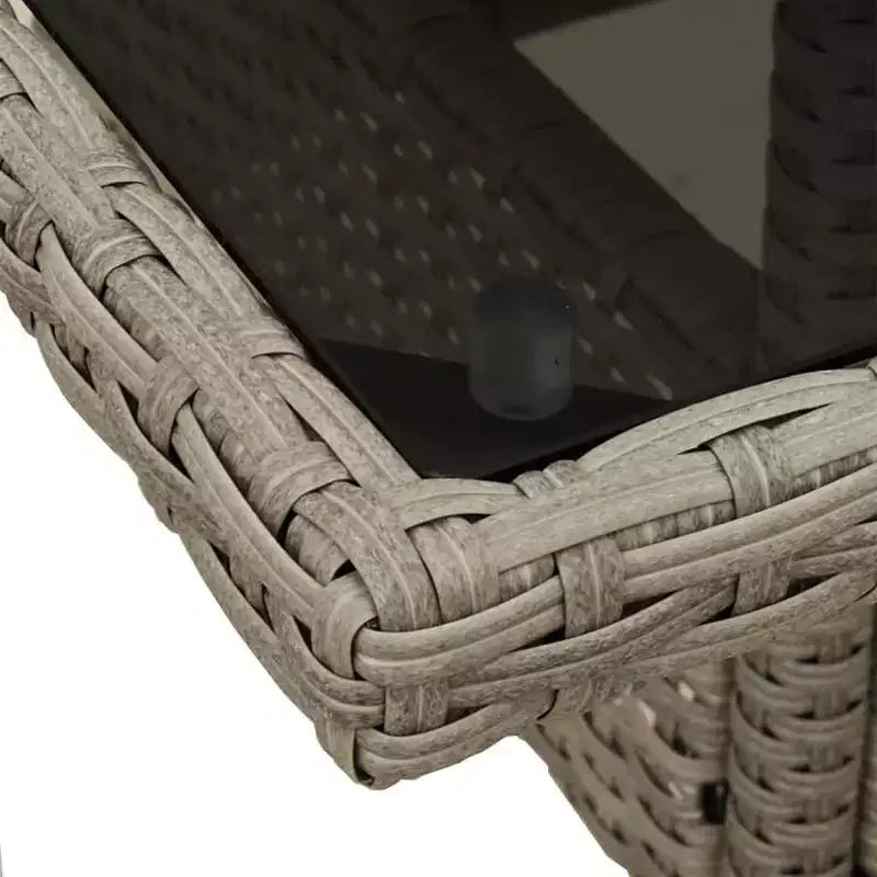 vidaXL Table de jardin gris clair en résine tressée moyenne matériaux résistants aux UV