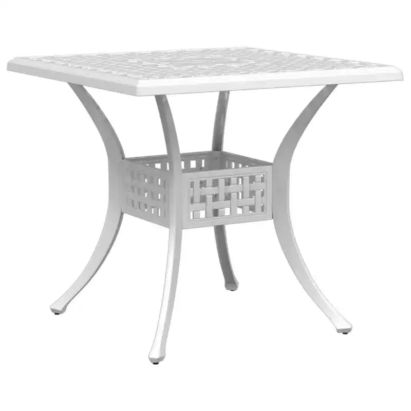 vidaXL Garden Table White Cast Aluminum 31.5 in x 31.5 in Durable