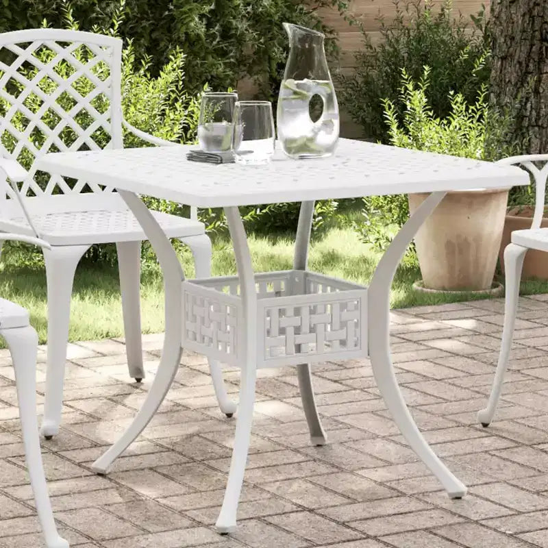 vidaXL Table de jardin en aluminium moulé blanc 80 x 80 cm Durable