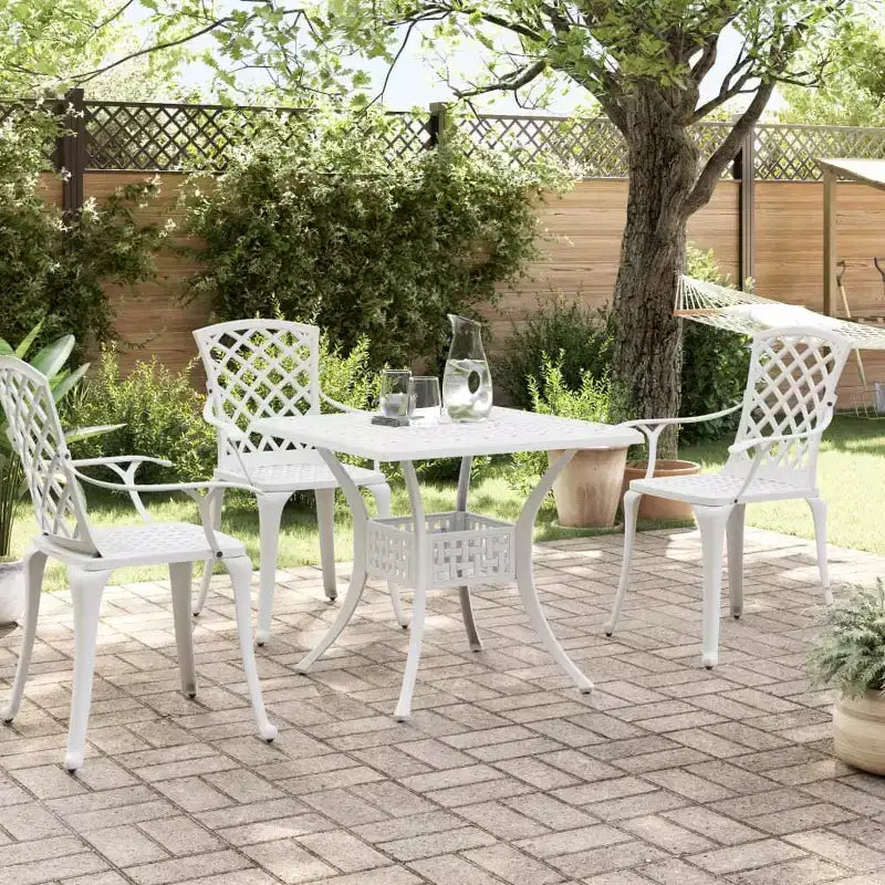vidaXL Table de jardin en aluminium moulé blanc 80 x 80 cm Durable