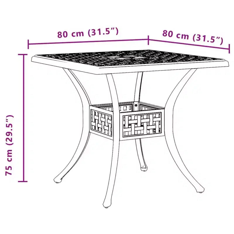 vidaXL Table de jardin en aluminium moulé blanc 80 x 80 cm Durable