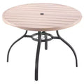 VEVOR Outdoor Patio Dining Table, 41 inch Round Wood-Like Steel Slat Backyard Bistro Coffee Tables for 4, with 1.5 in Umbrella Hole, Gray