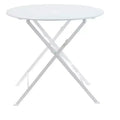 HomeRoots 30 White Rounded Aluminum Folding Outdoor Bistro Table with Umbrella Hole