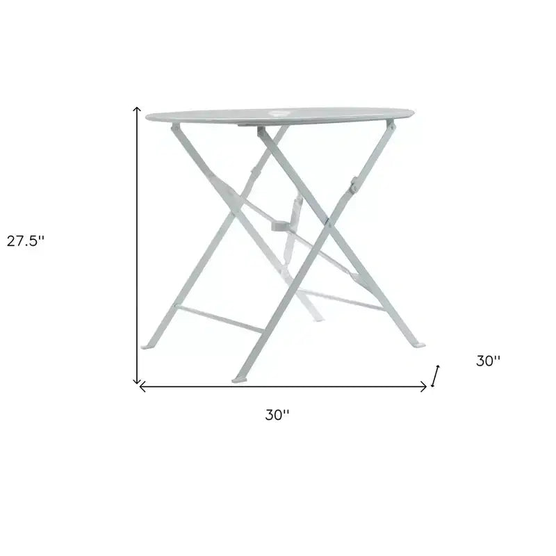 HomeRoots 30 Table de bistro pliante d'extérieur en aluminium arrondi blanc avec trou pour parasol