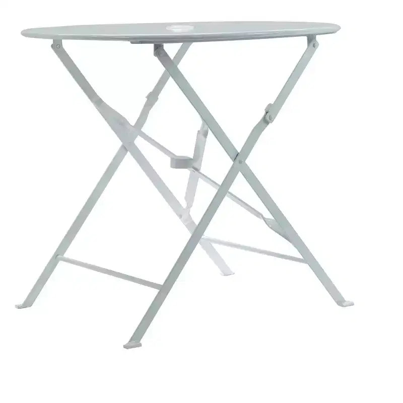 HomeRoots 30 Table de bistro pliante d'extérieur en aluminium arrondi blanc avec trou pour parasol