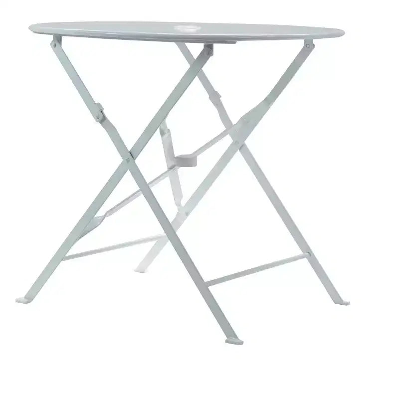 HomeRoots 30 Table de bistro pliante d'extérieur en aluminium arrondi blanc avec trou pour parasol