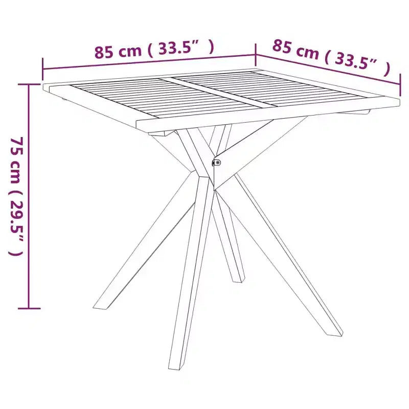 vidaXL Table de Jardin en Bois Naturel Massif d'Acacia Moyenne - 85 x 85 x 75 cm Carrée