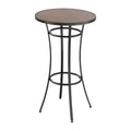 VEVOR Outdoor Round Bar Table, 23.7 in Counter Bar Height Bistro Table, Patio Dining Tables with Easy-to-Clean Top & Sturdy Metal Frame, Brown&Black