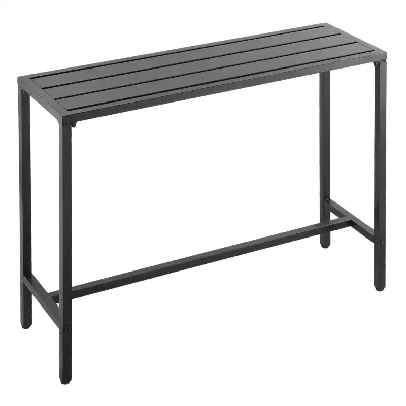 VEVOR Outdoor Bar Table, 47 x 15 in Patio Bar Table, Waterproof Top & Sturdy Metal Frame, Rectangle Counter Height Dining Tables, Black