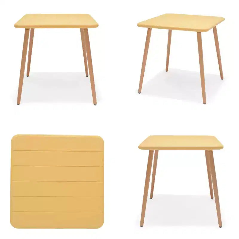 Table de bistro de patio Urban Elements, résine recyclée et pieds finition teck, jaune