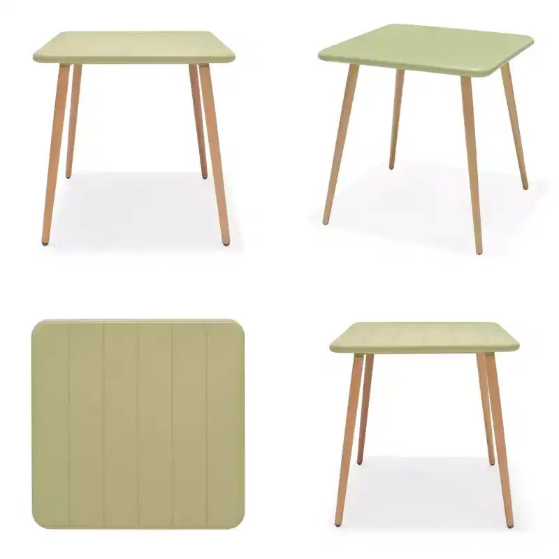 Table de bistrot urbaine en résine recyclée et pieds finition teck – vert