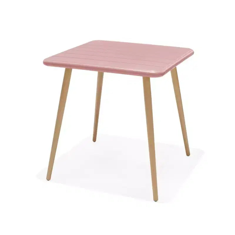 Urban Elements Recycled Resin and Teak Finish Legs Patio Bistro Table Pink
