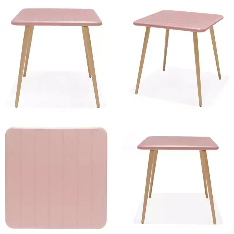 Table de bistrot d'extérieur Urban Elements avec plateau en résine recyclée, pieds finition teck, rose
