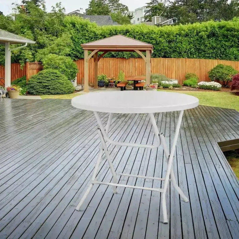 COZONY White Folding Cocktail Table, Round Bar Height High Top Table for Indoor and Outdoor Events