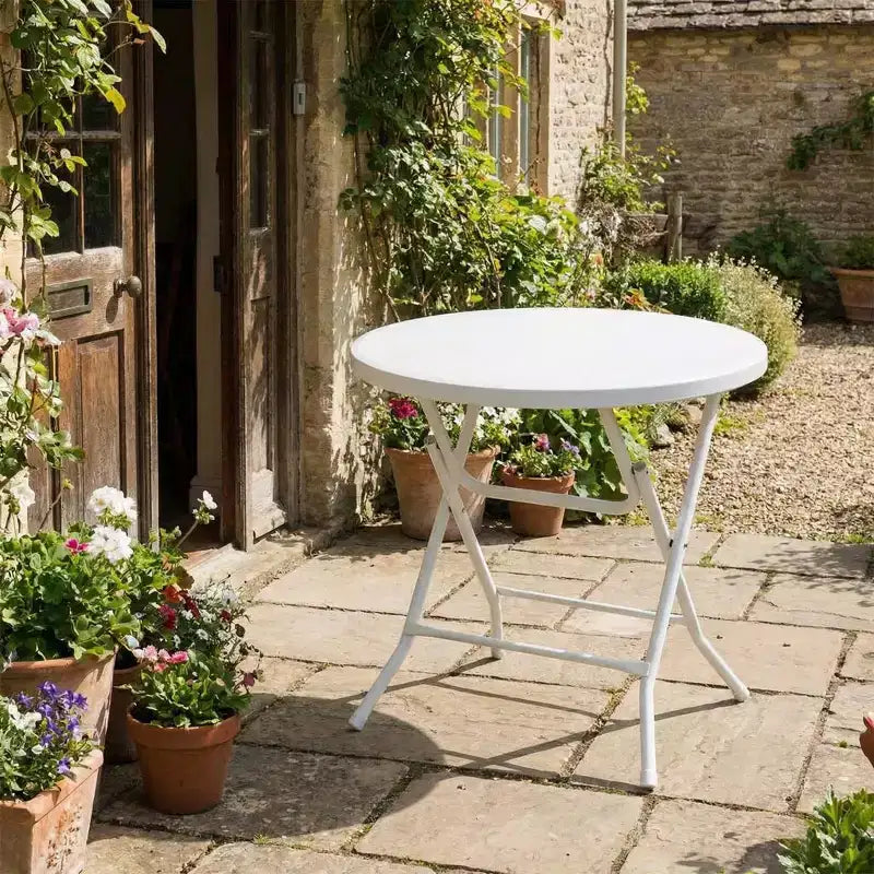 COZONY Table de cocktail pliante blanche, Table haute ronde pour événements intérieurs et extérieurs