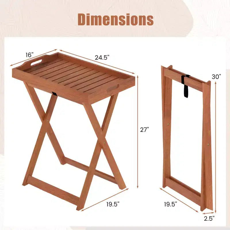 Costway Lot de 2 tables d'appoint en bois massif avec plateau amovible, tables de plateau TV rectangulaires, tables de bistrot