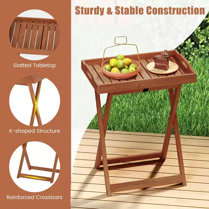 Costway Lot de 2 tables d'appoint en bois massif avec plateau amovible, tables de plateau TV rectangulaires, tables de bistrot