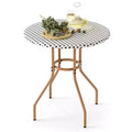 Costway 27.5 Outdoor Bistro Table PE Rattan Round Patio Side Table w/ Heavy Duty Metal Frame