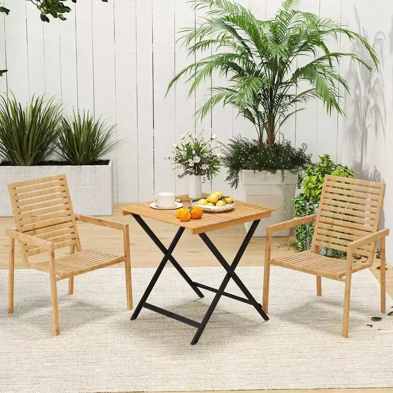 Table pliante Costway 28" pour terrasse avec plateau à lattes, table de bistrot portable