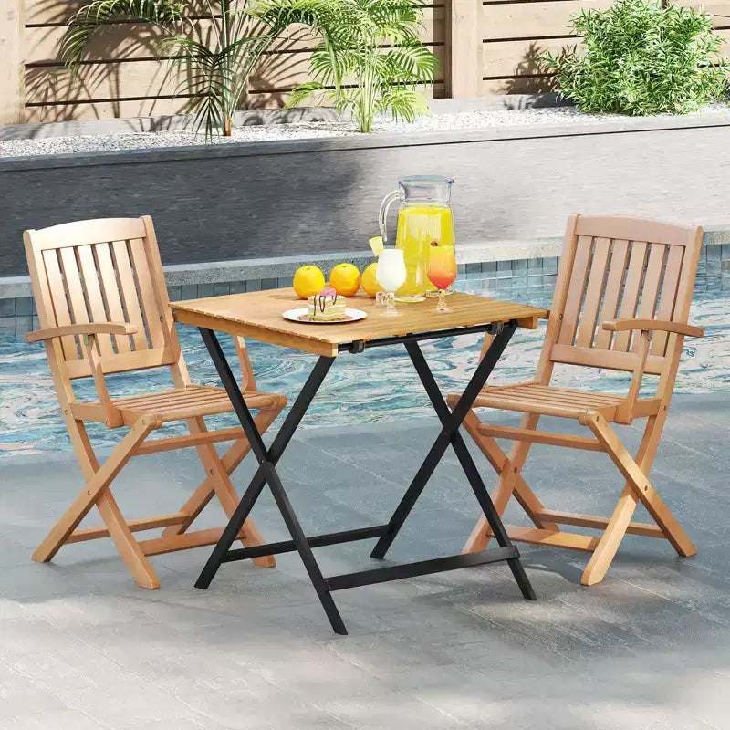 Table pliante Costway 28" pour terrasse avec plateau à lattes, table de bistrot portable