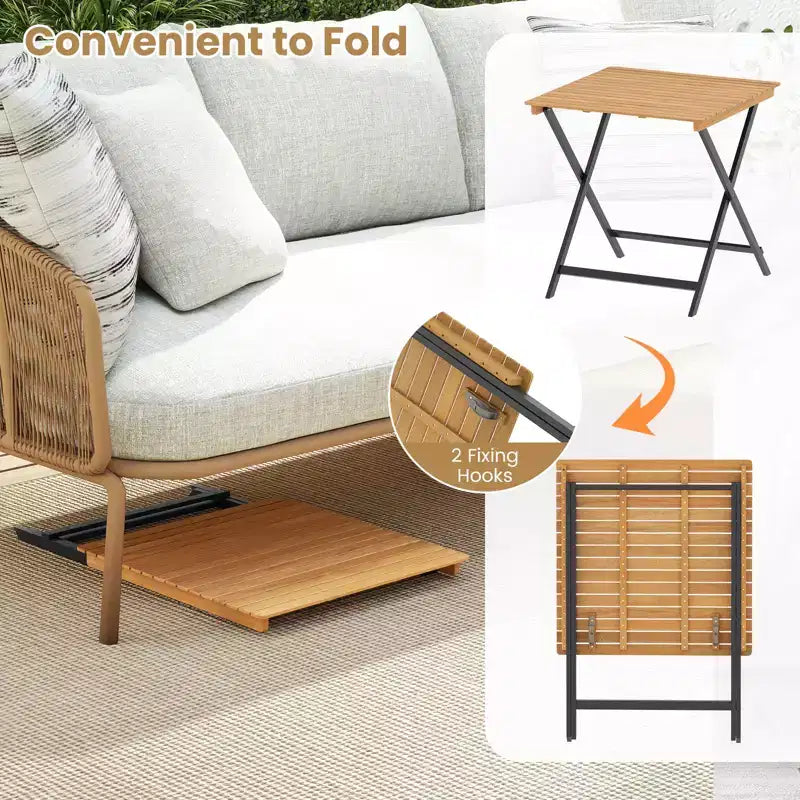 Table pliante Costway 28" pour terrasse avec plateau à lattes, table de bistrot portable