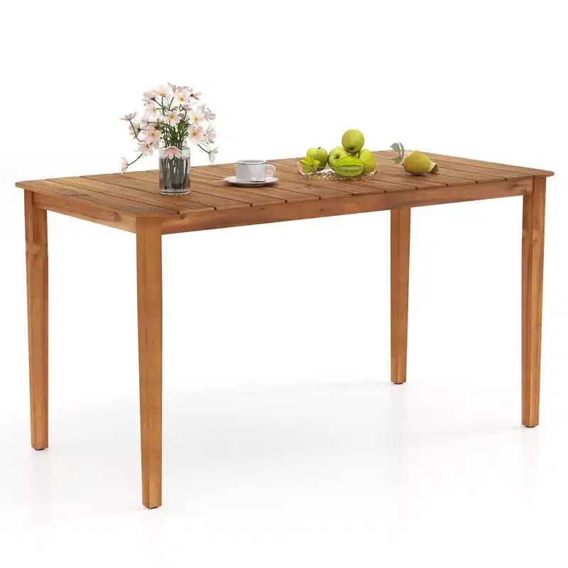 Costway Rectangular Outdoor Dining Table 4-6 People Large Acacia Wood Patio Bistro Table