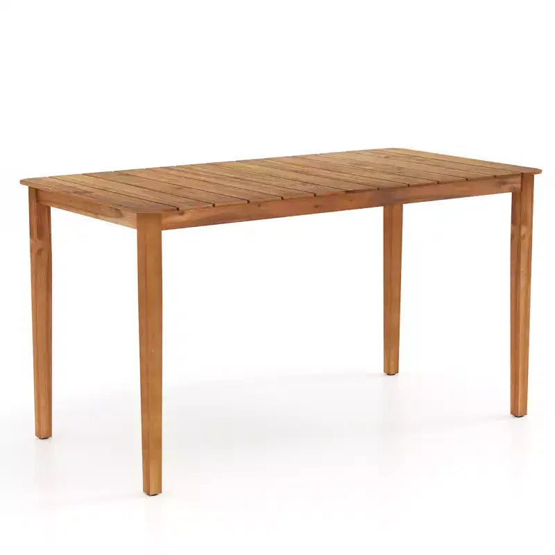 Costway Table de salle à manger rectangulaire d'extérieur 4-6 personnes grande table de bistrot de patio en bois d'acacia