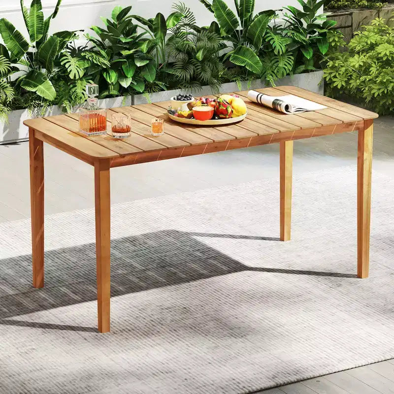 Costway Table de salle à manger rectangulaire d'extérieur 4-6 personnes grande table de bistrot de patio en bois d'acacia